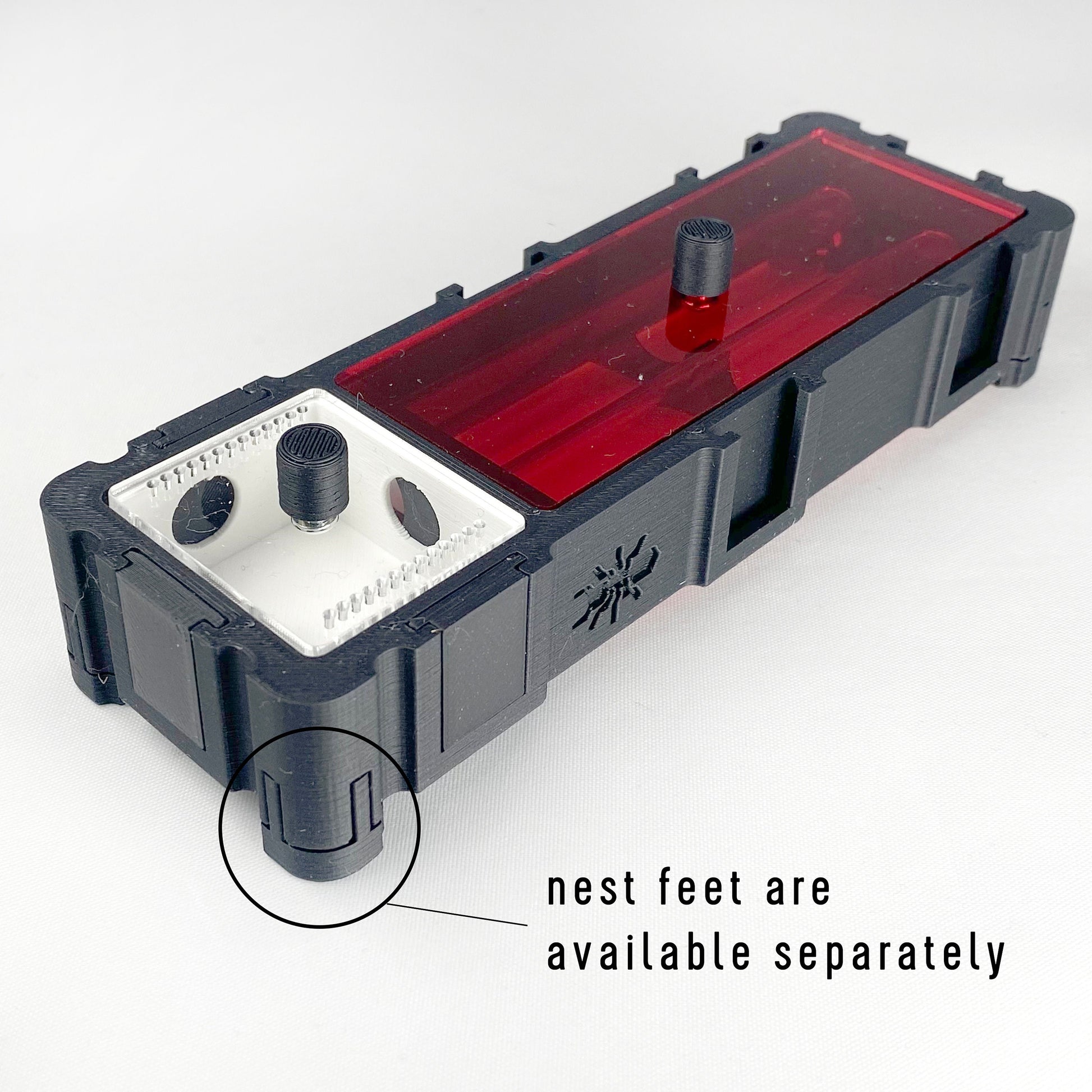 Ants Founding Nest With Small Outworld en red cover lid Modular System multiple color options 3D printed formicarium by Black Ant Creation