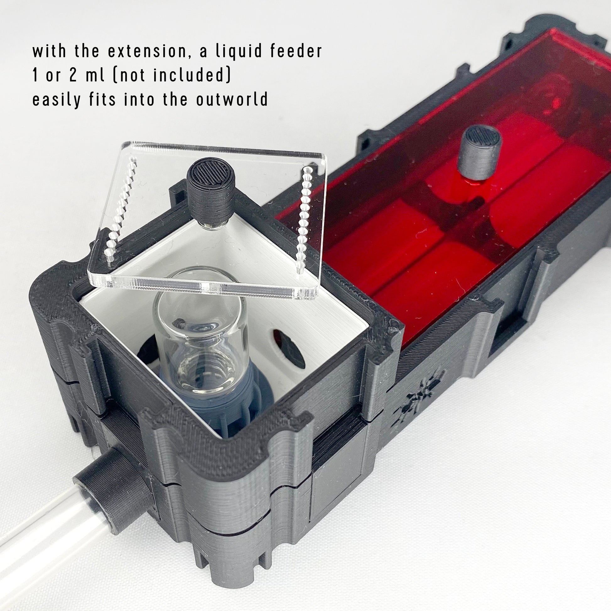 Ants Founding Nest With Small Outworld en red cover lid Modular System multiple color options 3D printed formicarium by Black Ant Creation