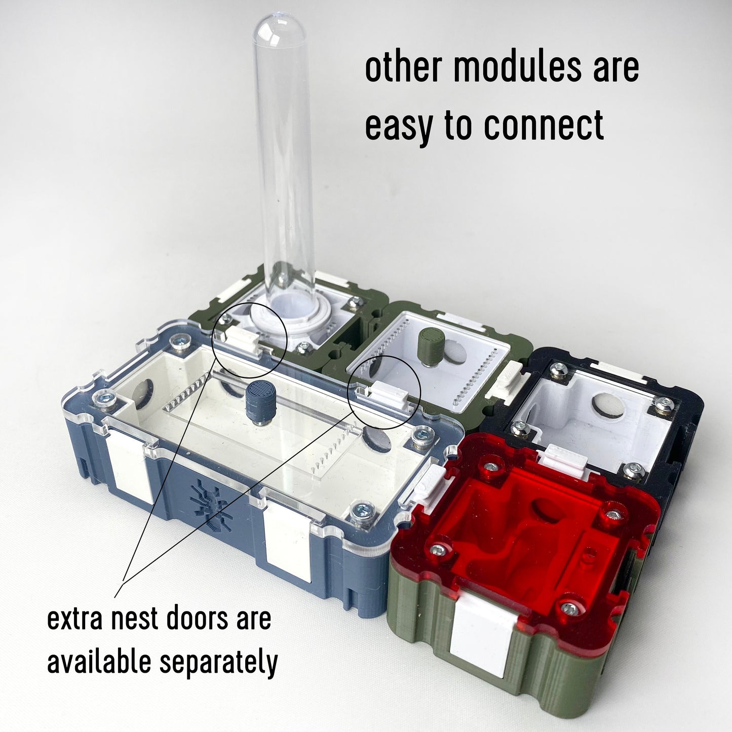 Ant Mini nest + Outworld combi, 5x5 moduul multiple color options 3D printed formicarium by Black Ant Creation